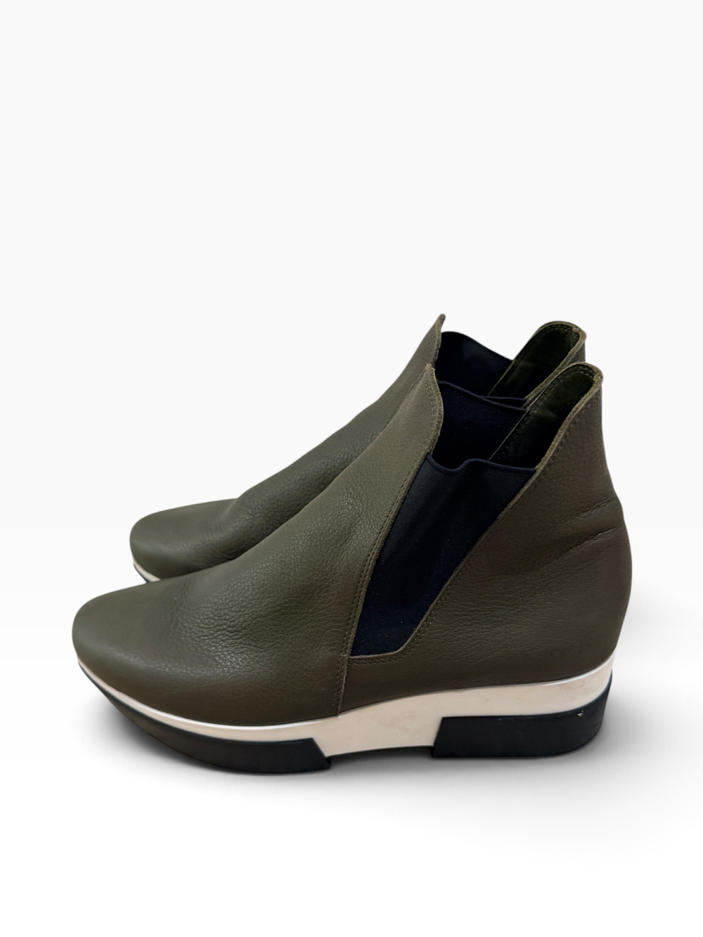 Arche Booties Womens Size 8.5 Green Leather Wedge Heel Ankle Boots Platform